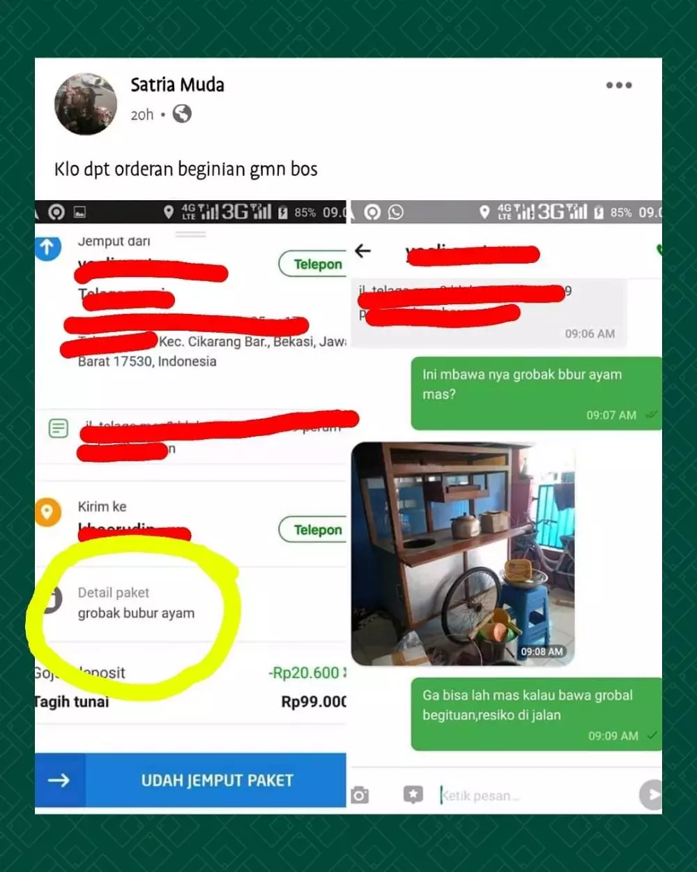 status medsos pas driver ojol bingung © Instagram