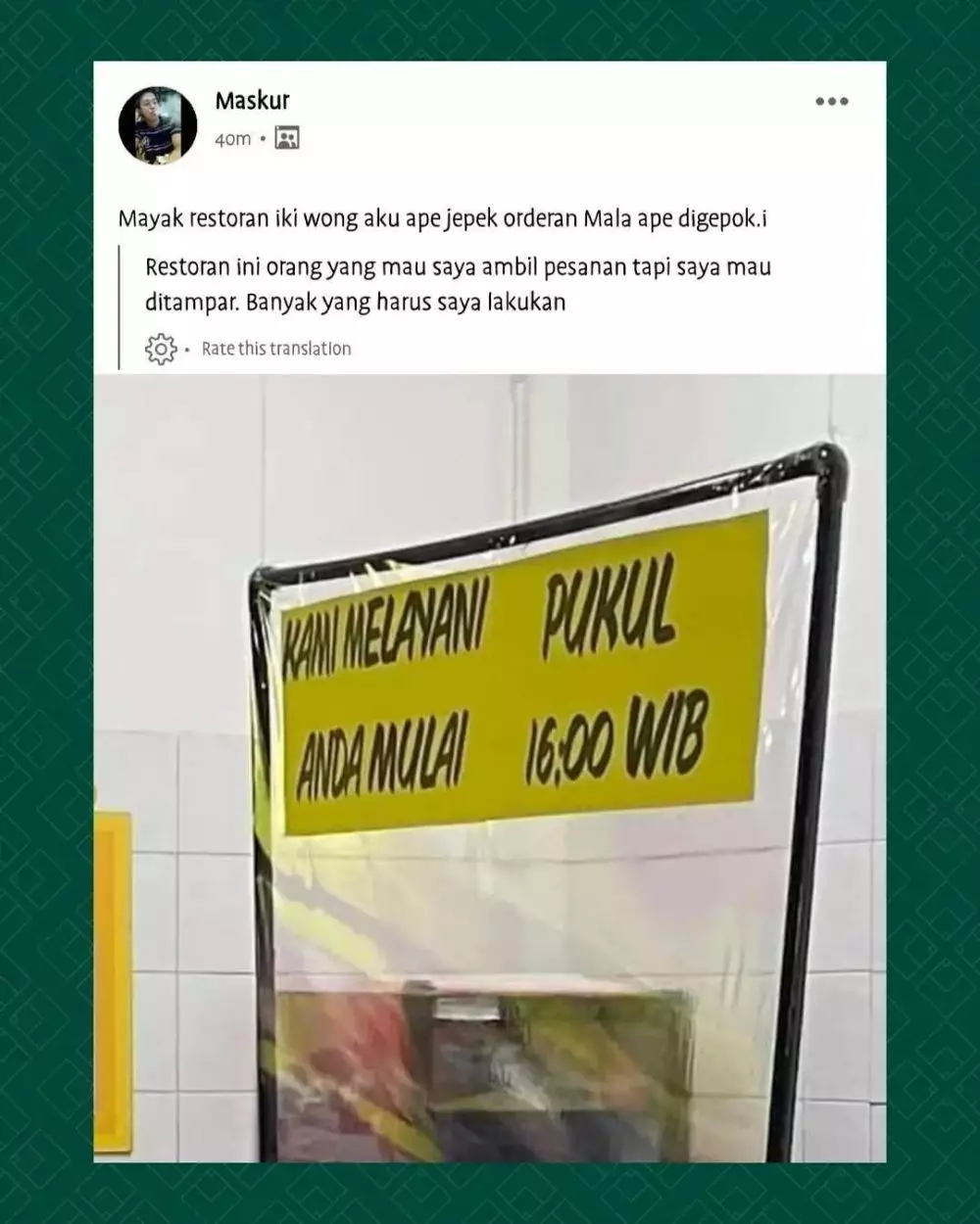 status medsos pas driver ojol bingung © Instagram