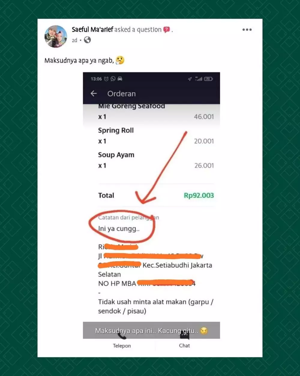 status medsos pas driver ojol bingung © Instagram
