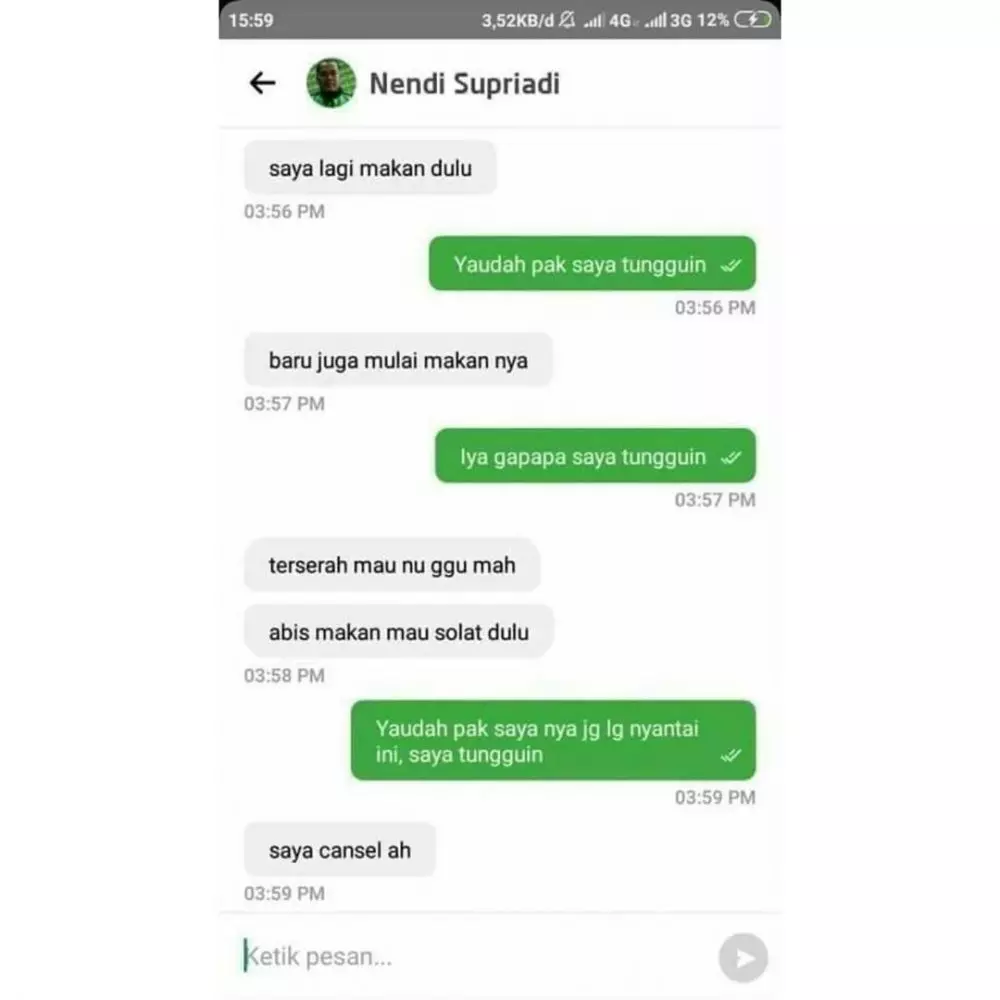 chat bikin pelanggan ojek online kesal © Instagram chat bikin pelanggan ojek online kesal © Instagram