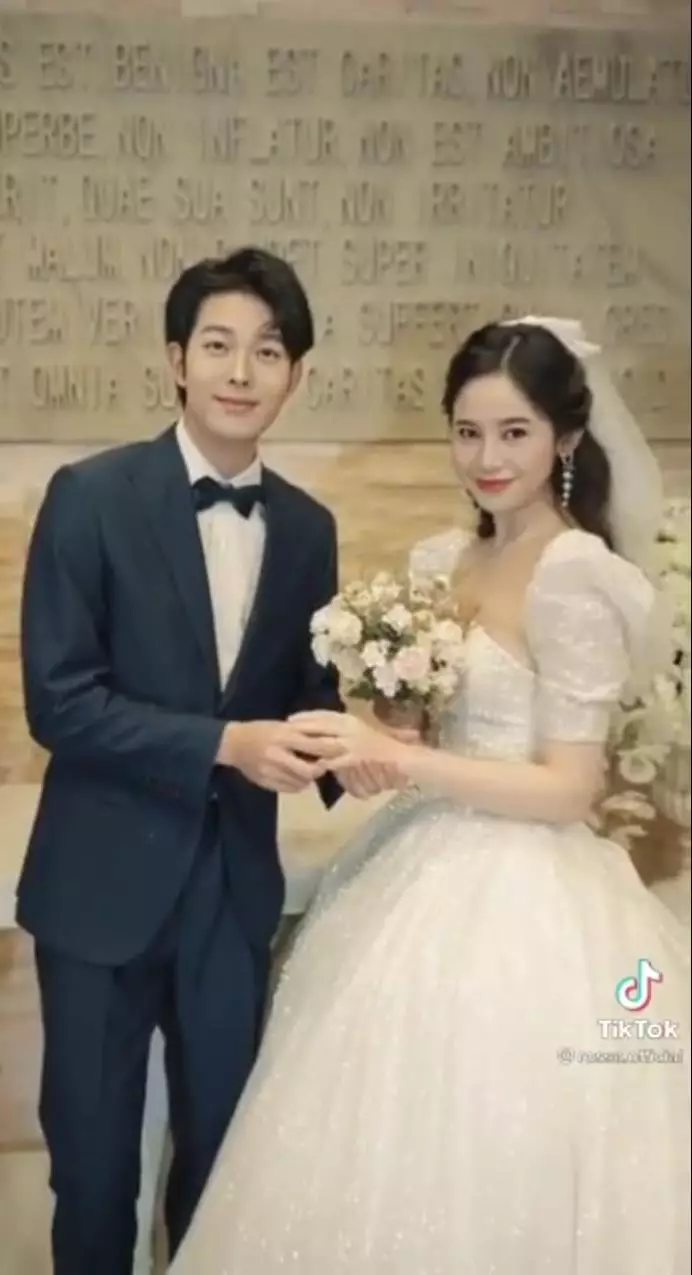 editan foto rossa menikah dengan jang ki-yong © TikTok