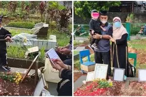 Momen keluarga Bibi Ardiansyah ajak Gala ziarah ke makam, bikin haru