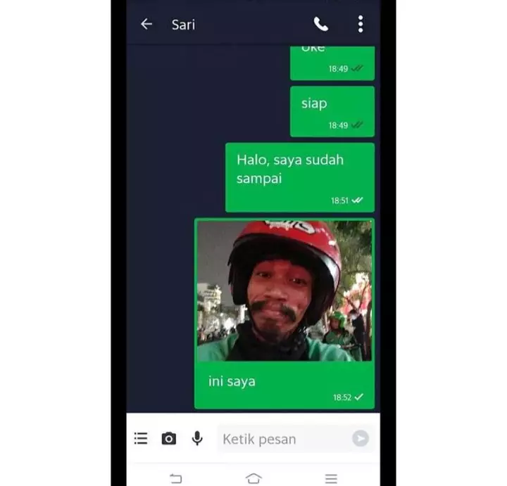 chat driver ojol ngirim foto lucu © berbagai sumber