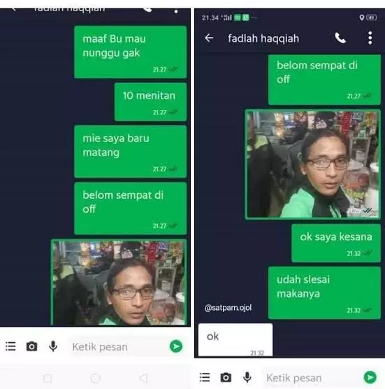 chat driver ojol ngirim foto lucu © berbagai sumber