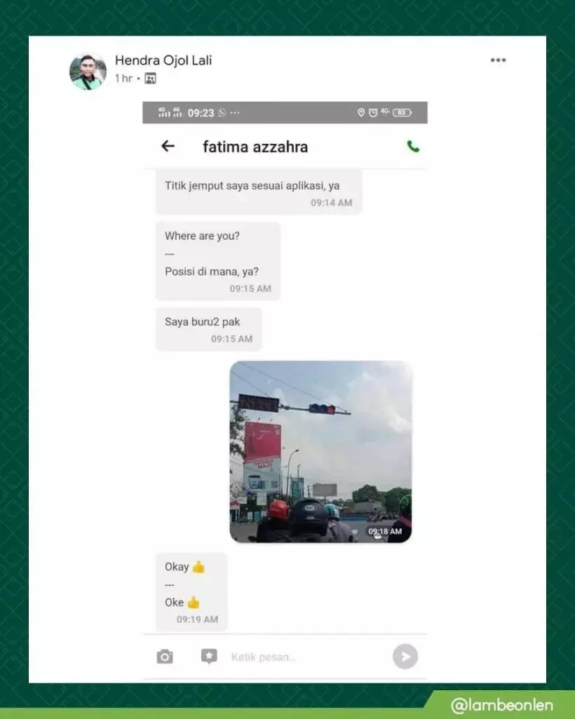 chat driver ojol ngirim foto lucu © berbagai sumber