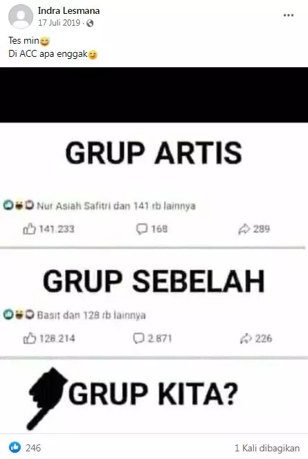 minta acc grup facebook © berbagai sumber
