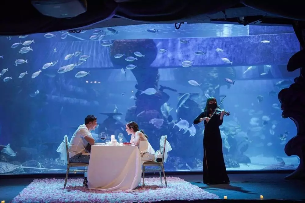 Momen pasangan seleb dinner di akuarium raksasa © berbagai sumber