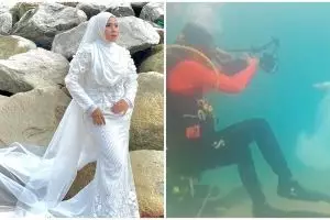 Cerita wanita foto pakai gaun pengantin di dalam laut, ini hasilnya
