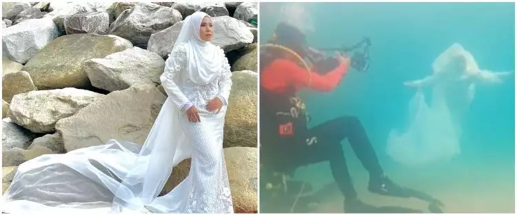 Cerita wanita foto pakai gaun pengantin di dalam laut, ini hasilnya