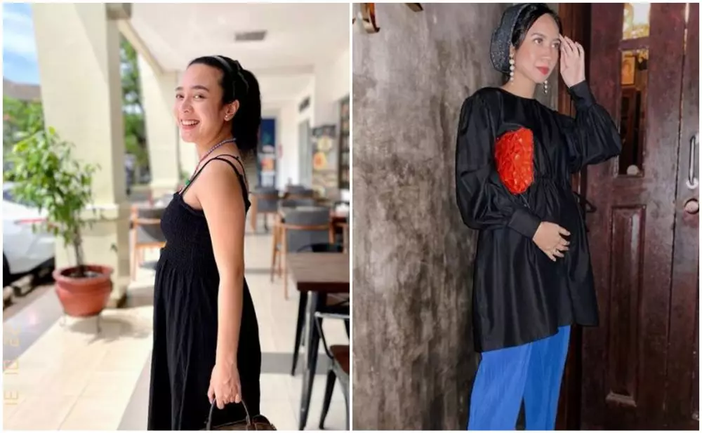beda gaya outfit kakak adik seleb hamil bareng © berbagai sumber