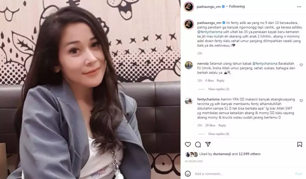 paras adik Pasha 'Ungu' dipuji Instagram