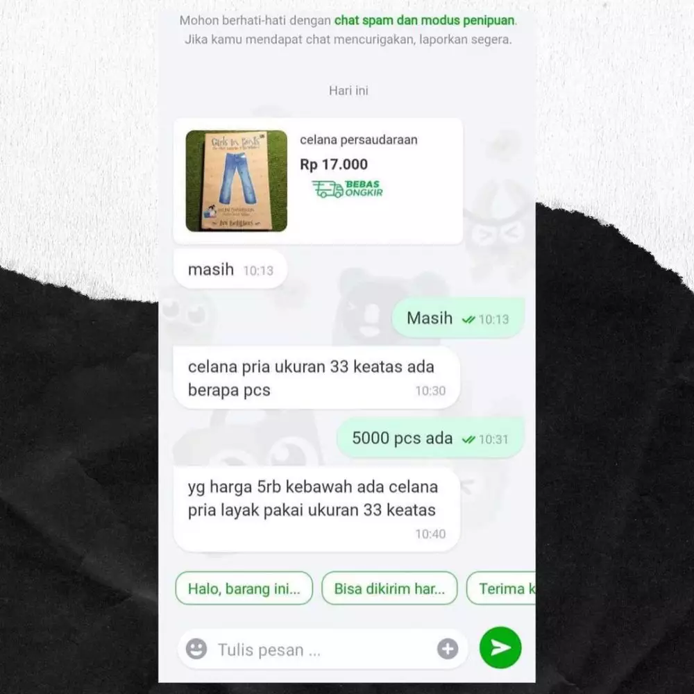 chat pembeli online shop ngelunjak kocak © Instagram