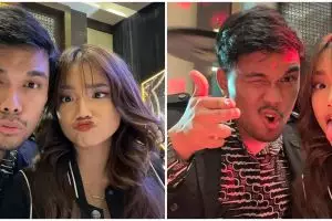 Gaya Fuji dan Thariq Halilintar saat dinner bareng, serba hitam