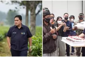 Momen Erick Thohir bertemu pembuat miniatur pesawat Garuda Indonesia