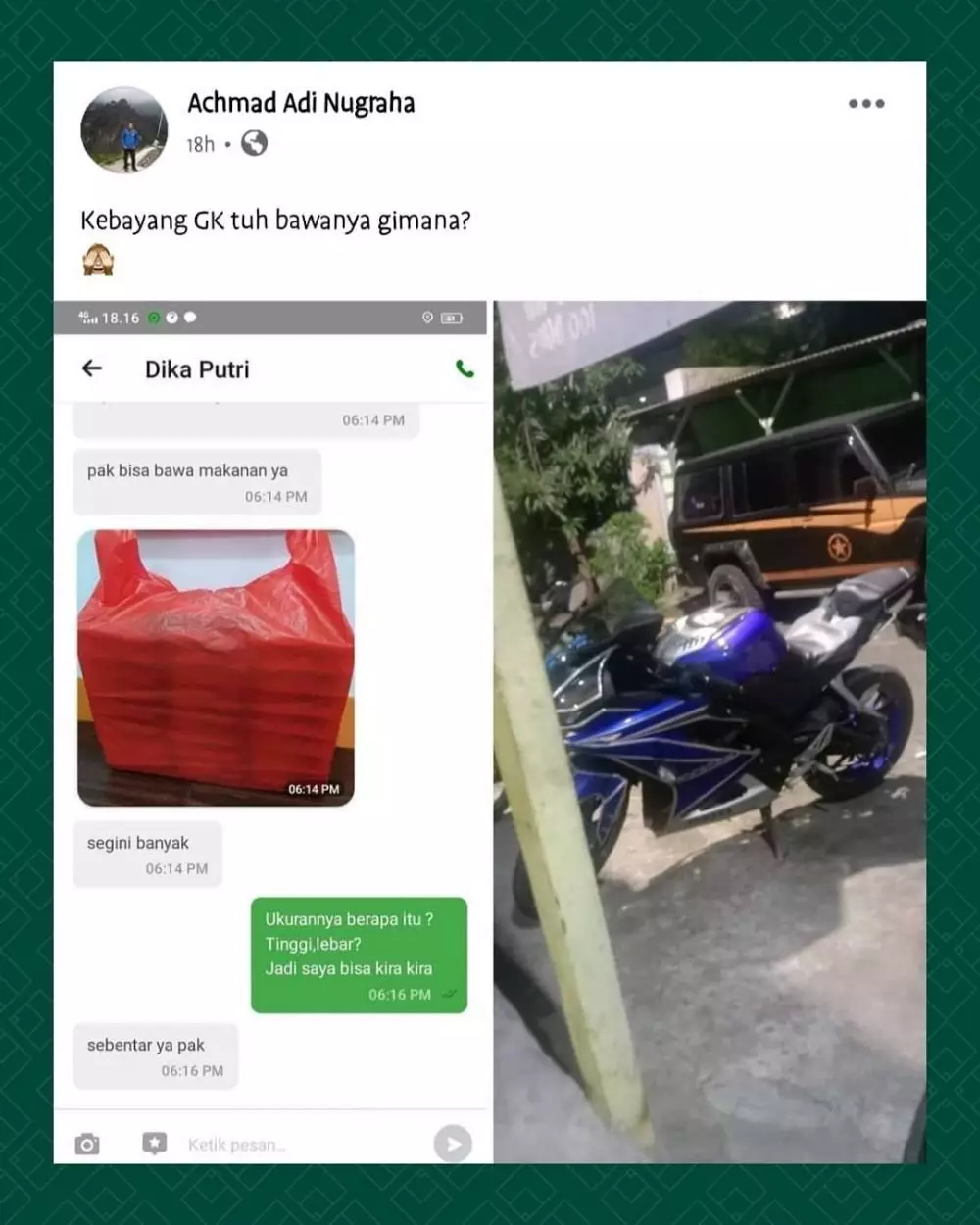 driver ojek online antar makanan malah kocak © Instagram driver ojek online antar makanan malah kocak © Instagram