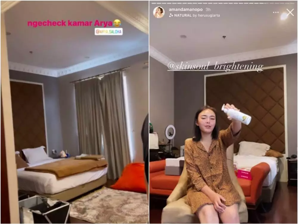 beda kamar amanda manopo dan arya saloka di lokasi syuting © instagram