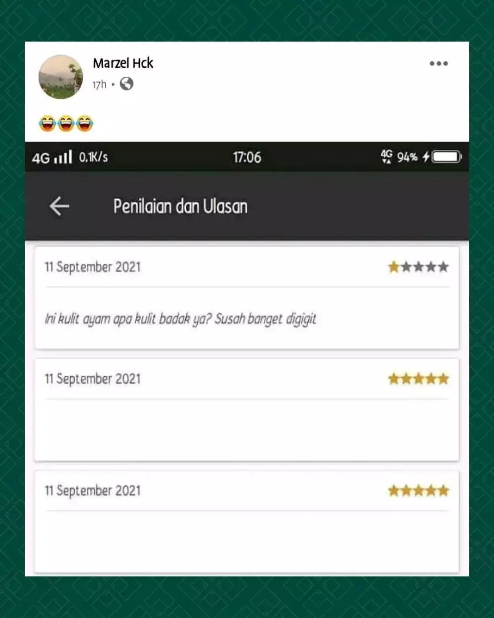 review bintang satu ke driver ojek online © Instagram review bintang satu ke driver ojek online © Instagram