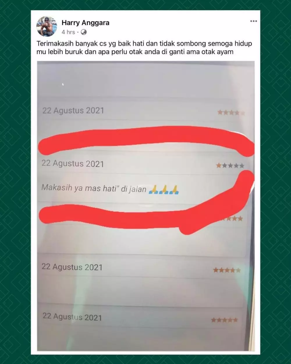 review bintang satu ke driver ojek online © Instagram review bintang satu ke driver ojek online © Instagram