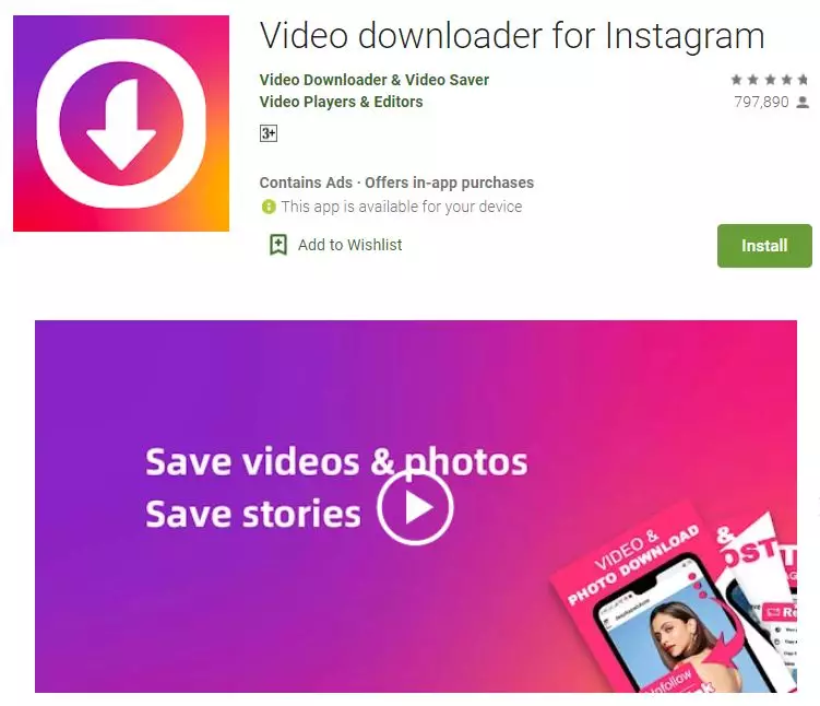 Aplikasi download video di Instagram play.google.com