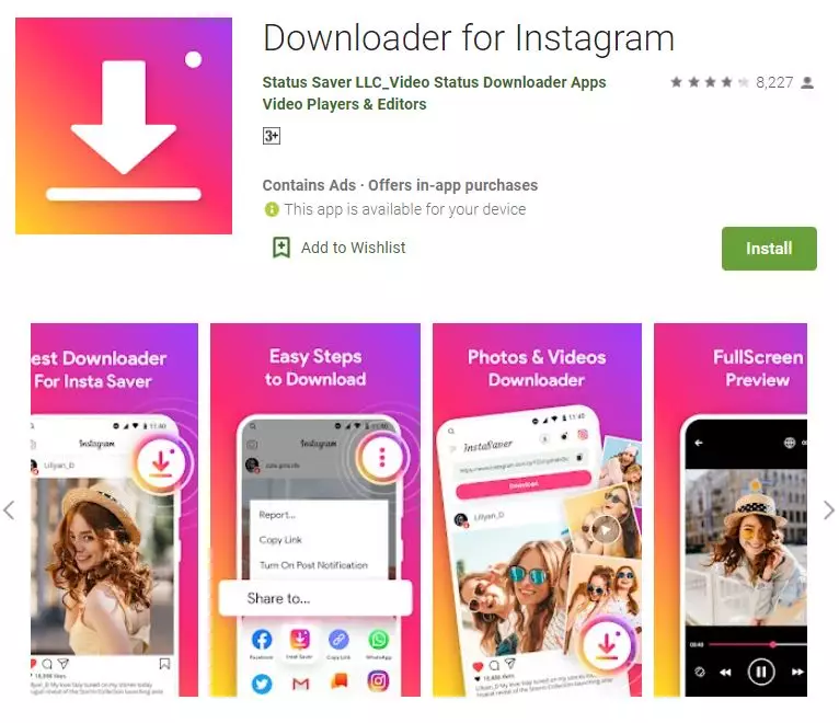 Aplikasi download video di Instagram play.google.com