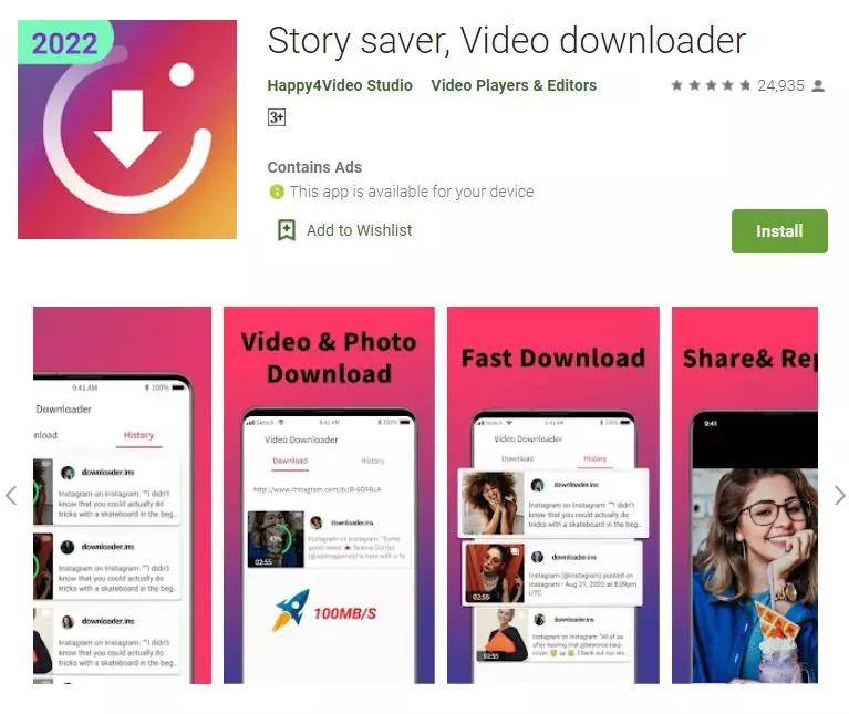 Aplikasi download video di Instagram play.google.com