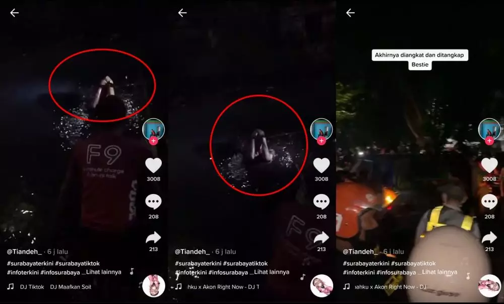 Maling sembunyi 2 jam di selokan, momen keluar bikin warga sorak sorai TikTok @Tiandeh_