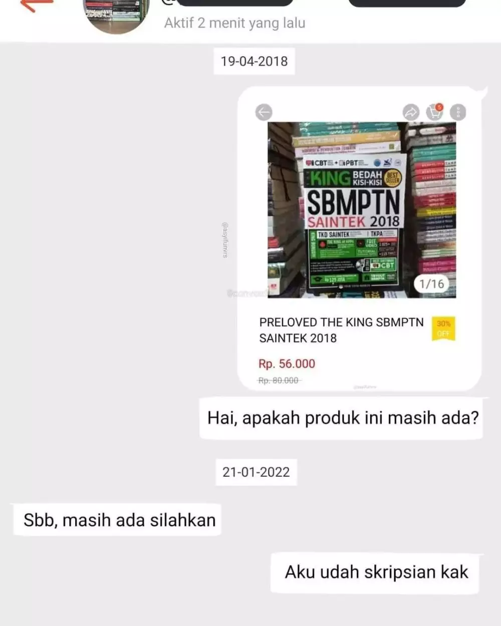 chat lucu costumer tanya produk © Instagram