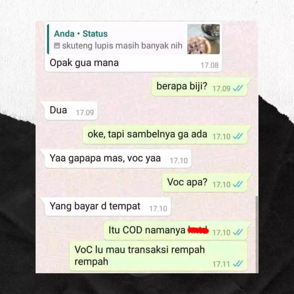 chat lucu costumer tanya produk © Instagram