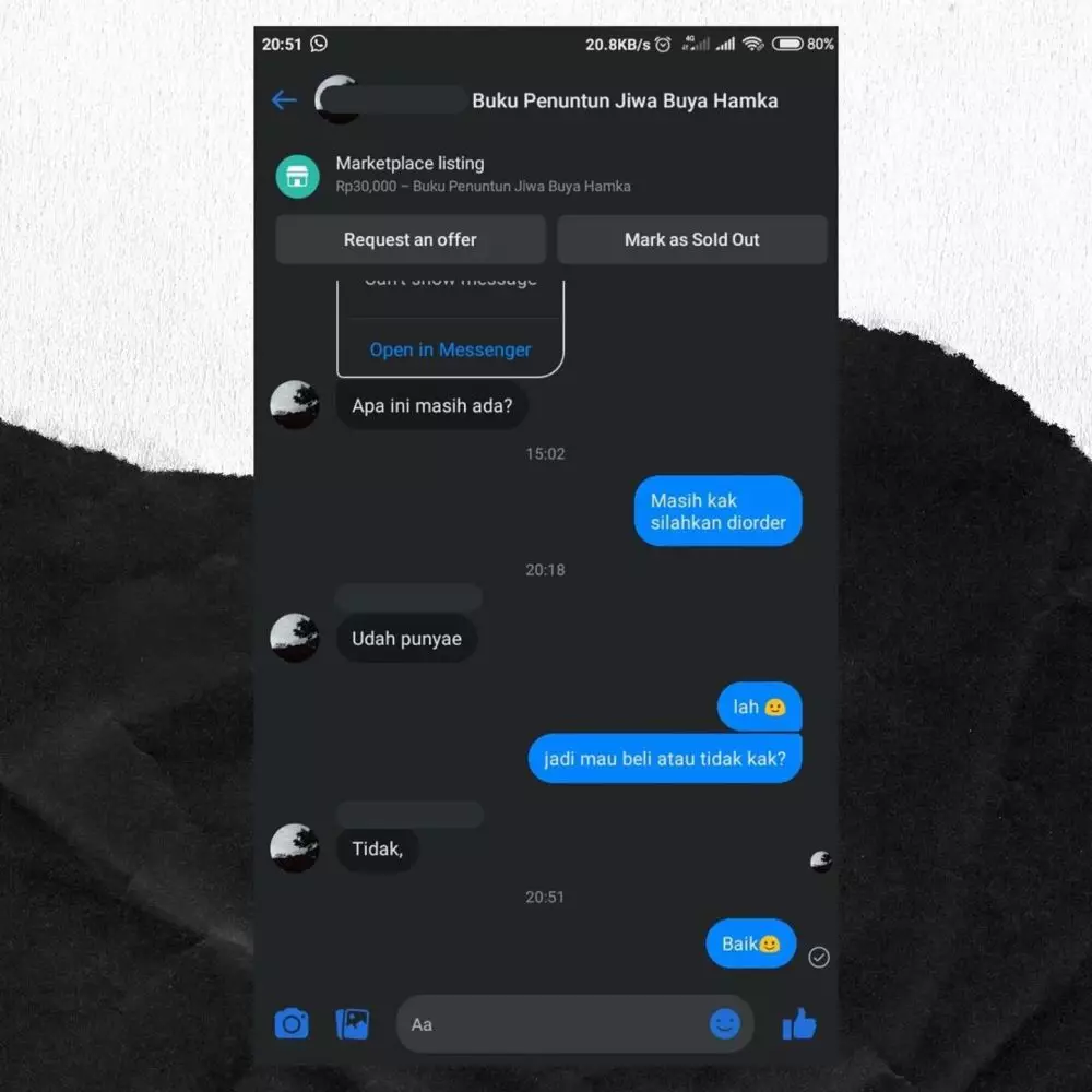 chat lucu costumer tanya produk © Instagram