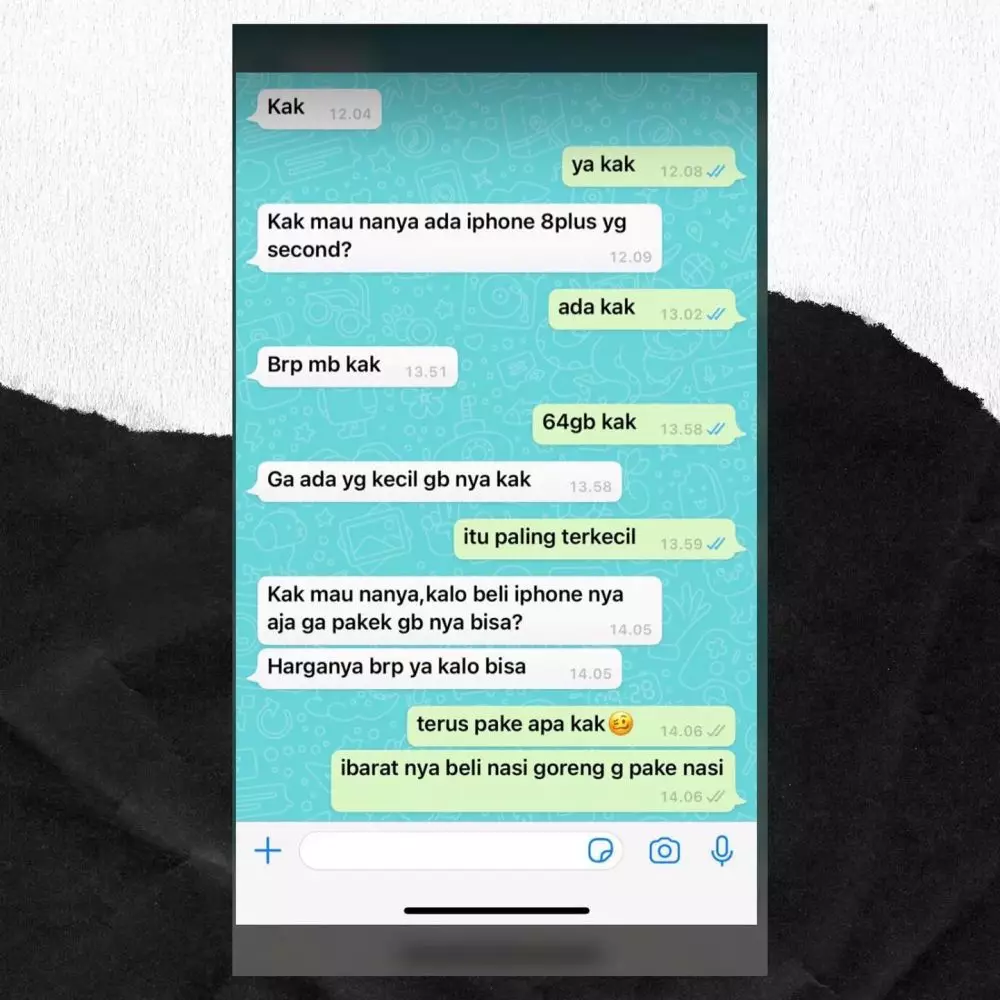 chat lucu costumer tanya produk © Instagram