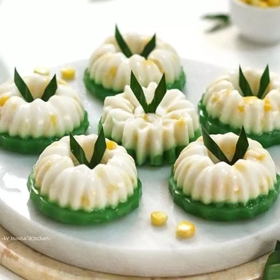 Resep kue talam jagung pandan, lembut dan mudah dibuat