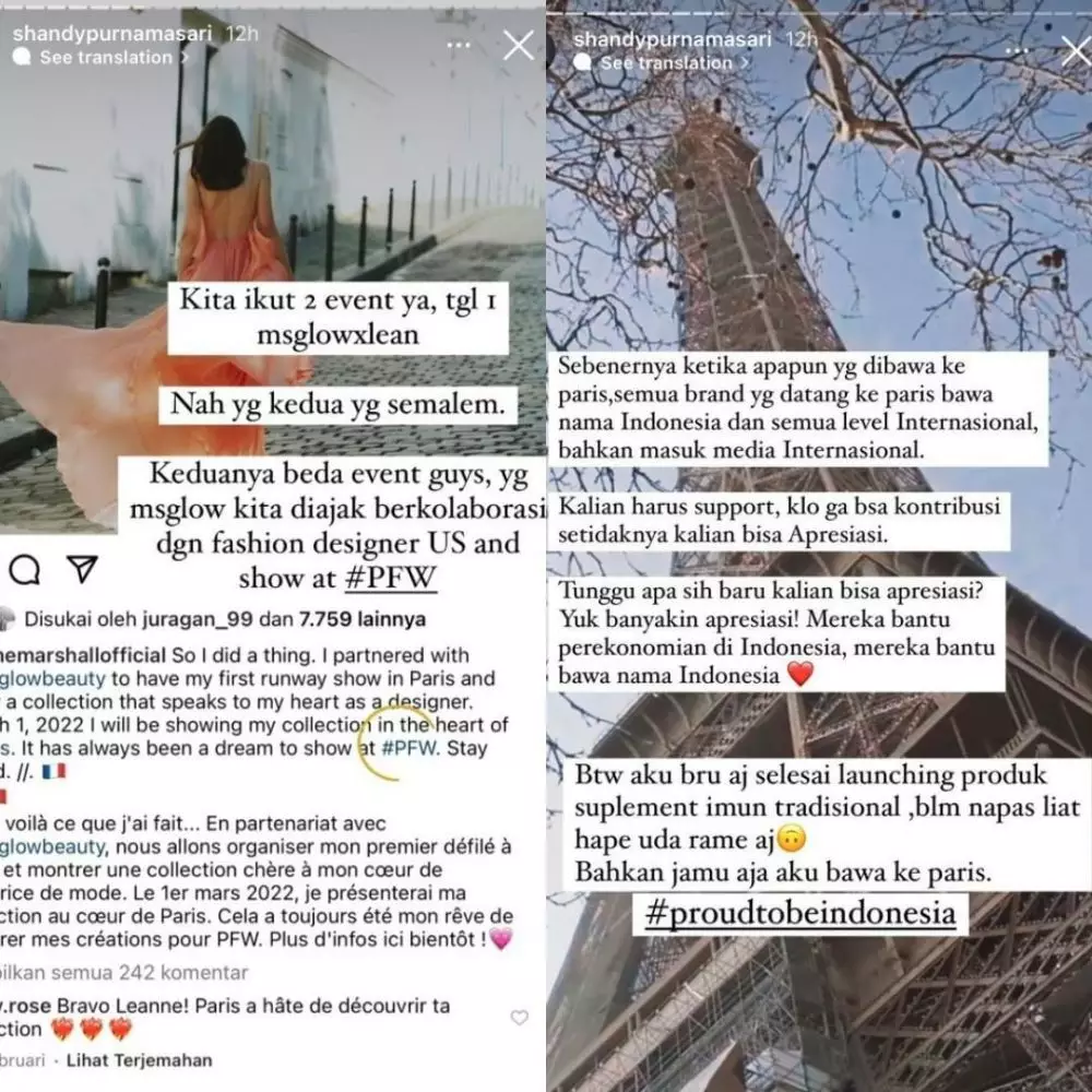 Shandy Purnamasari tudingan pembohongan di Paris Fashion Week 2022 Instagram Shandy Purnamasari tudingan pembohongan di Paris Fashion Week 2022 Instagram