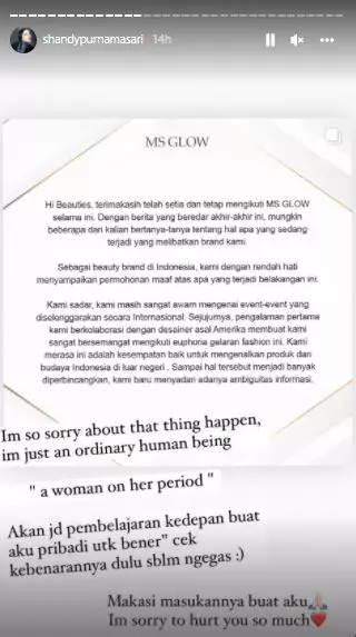 Shandy Purnamasari minta maaf Berbagai sumber Shandy Purnamasari minta maaf Berbagai sumber