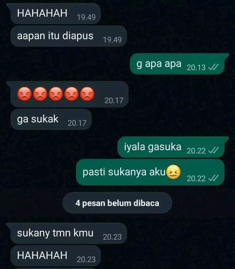 chat gebetan endingnya patah hati © Instagram
