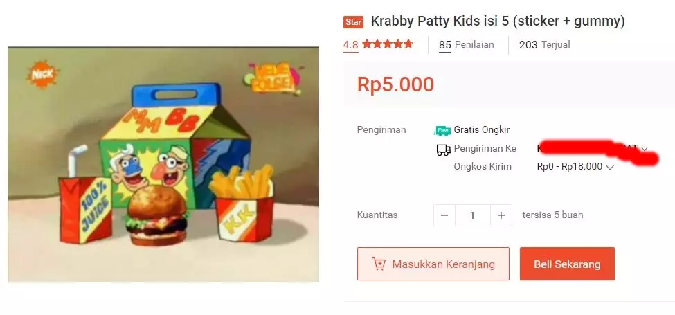benda kartun spongebob dijual online © berbagai sumber
