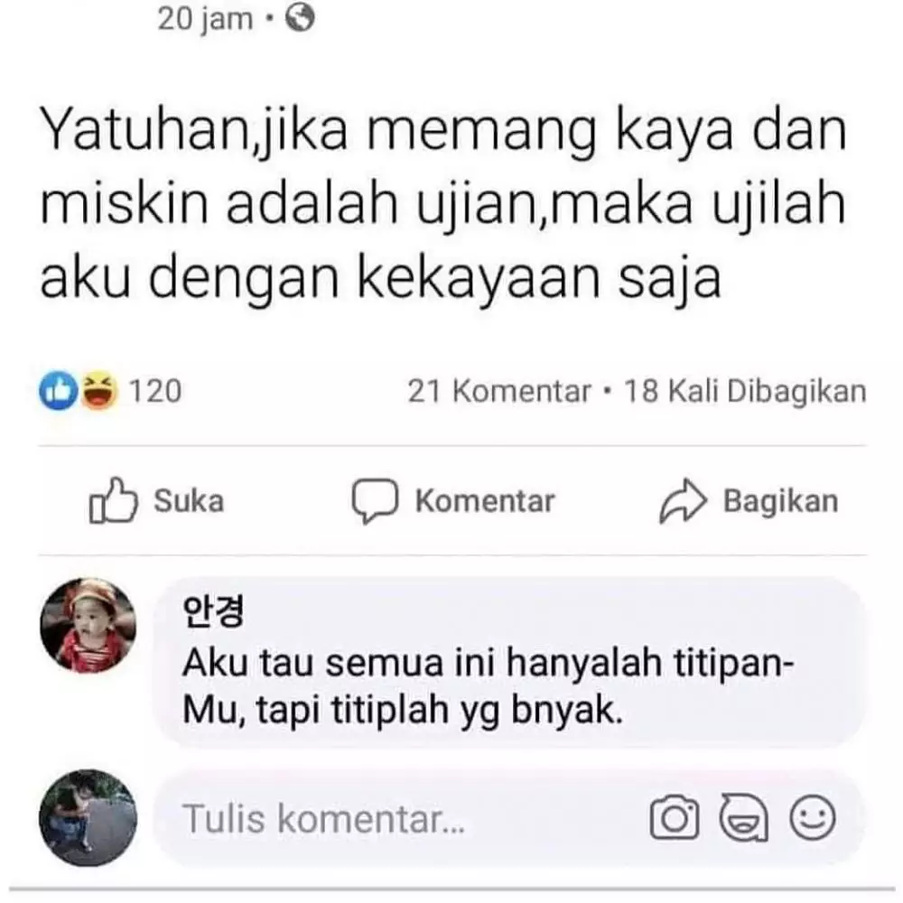 balasan di status FB nyeleneh banget © Instagram