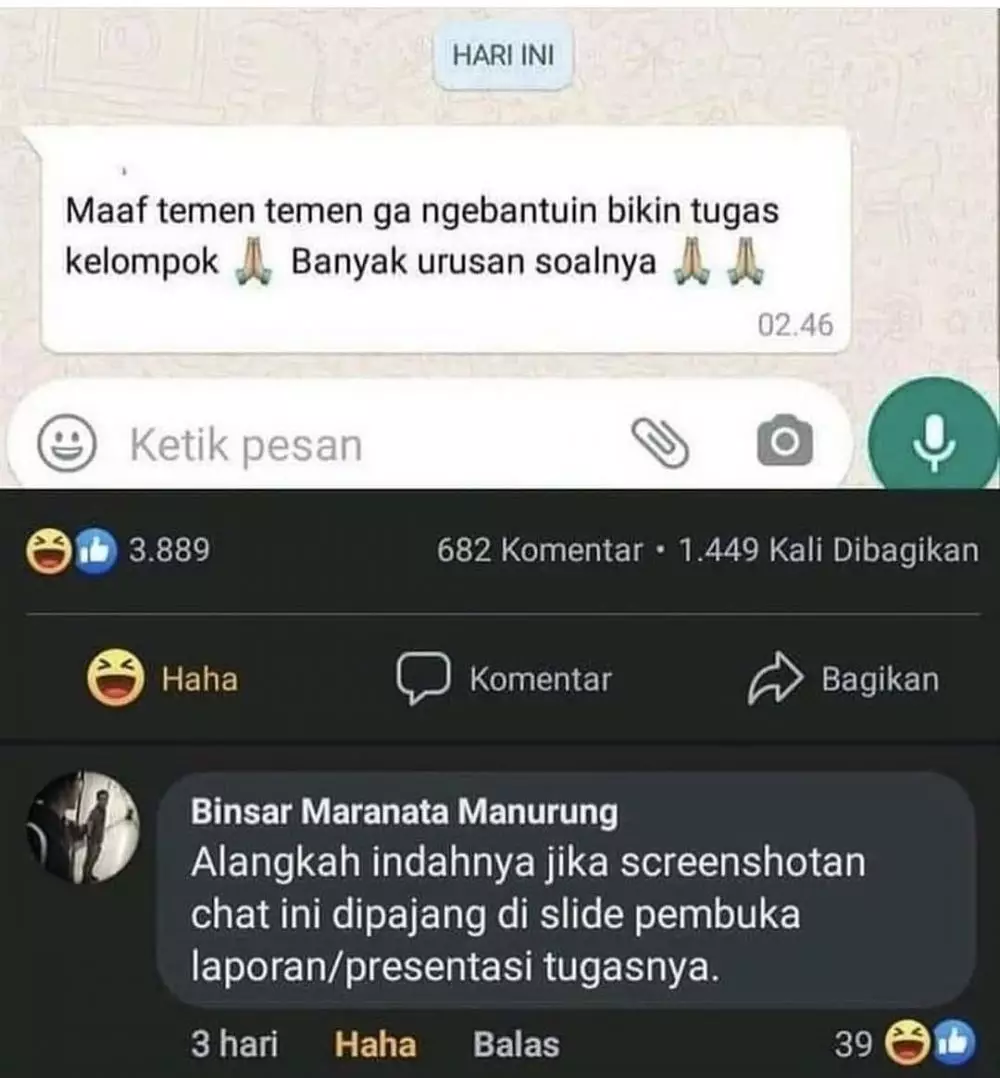 balasan di status FB nyeleneh banget © Instagram balasan di status FB nyeleneh banget © Instagram