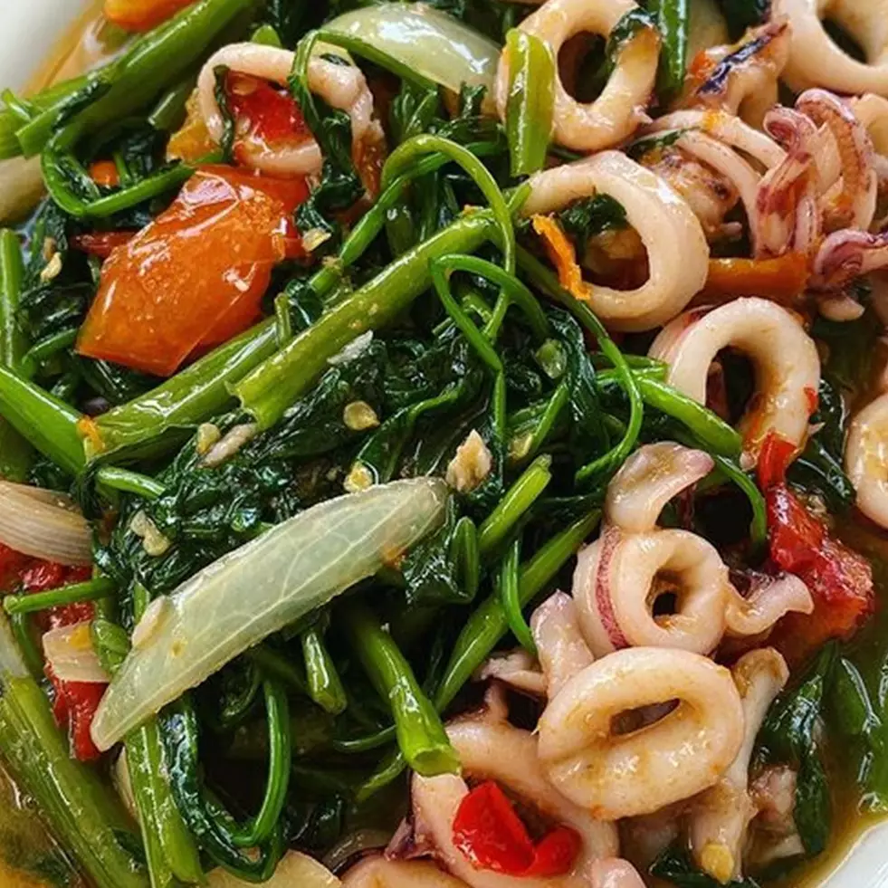Resep cah kangkung cumi, lezatnya bikin nambah nasi