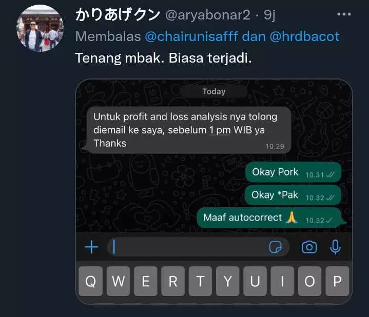 Chat typo balas pesan rekan kerja © 2022 berbagai sumber