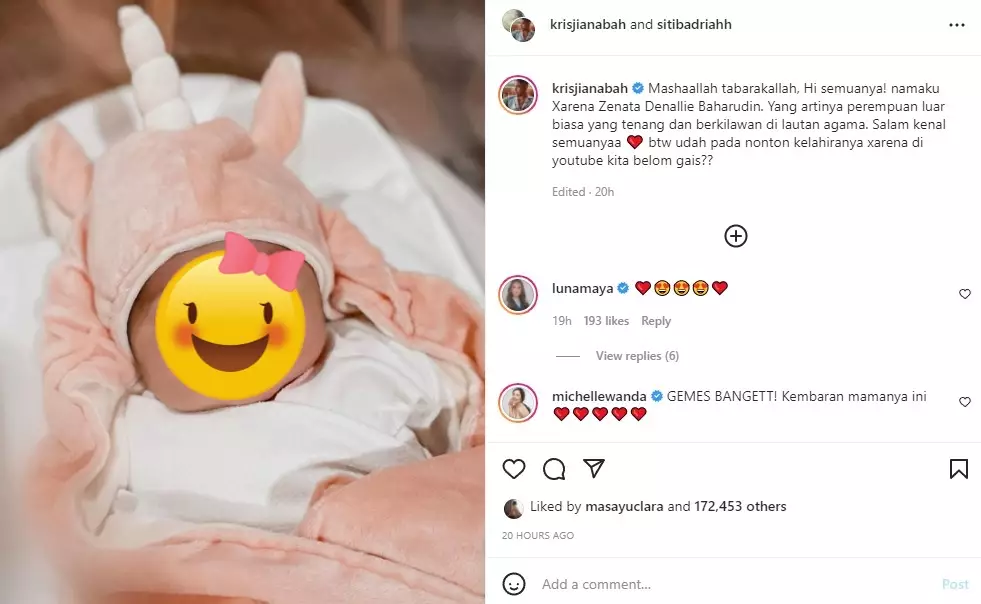 Siti Badriah umumkan nama anak pertama © Instagram