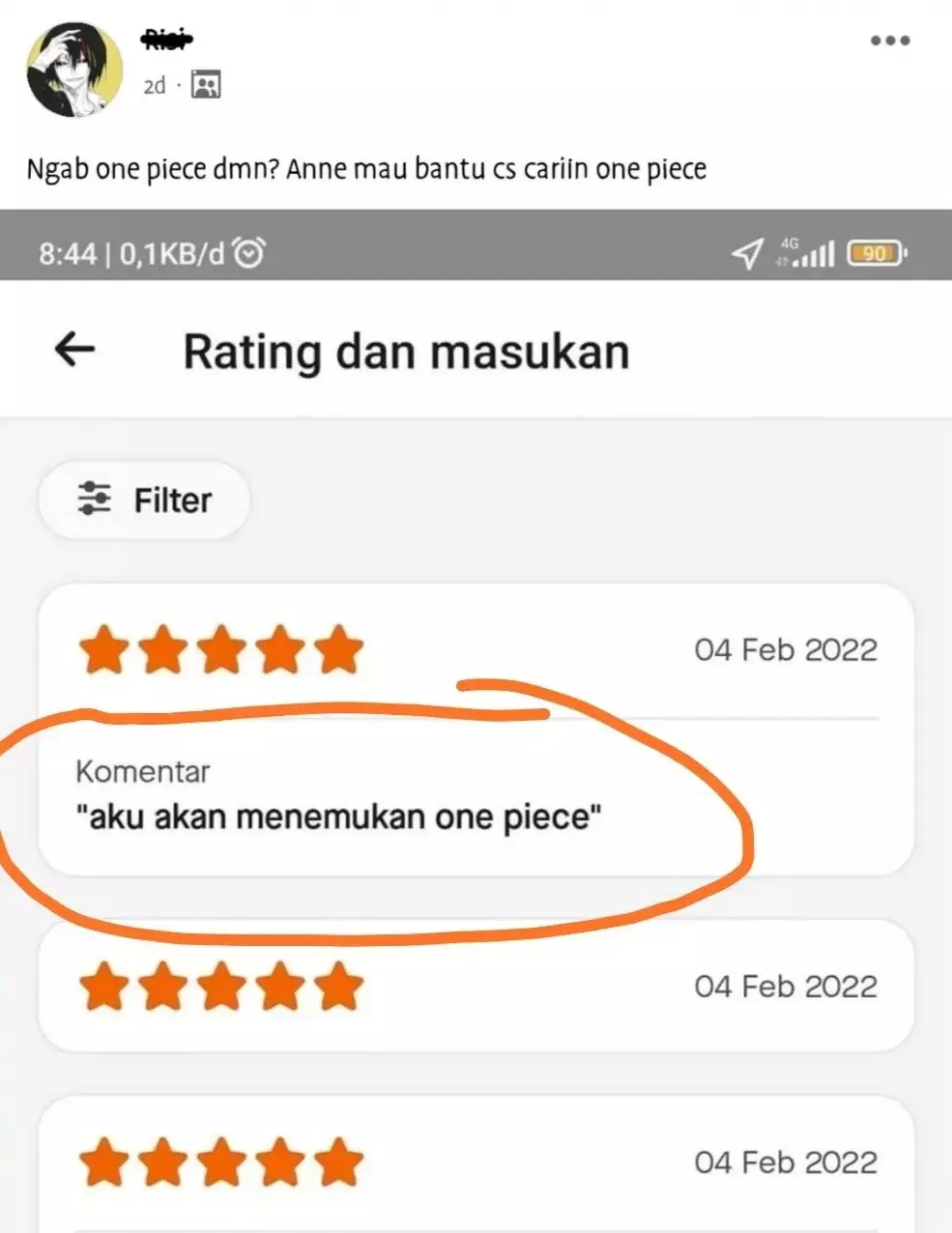 alasan beri rating bagus © Instagram