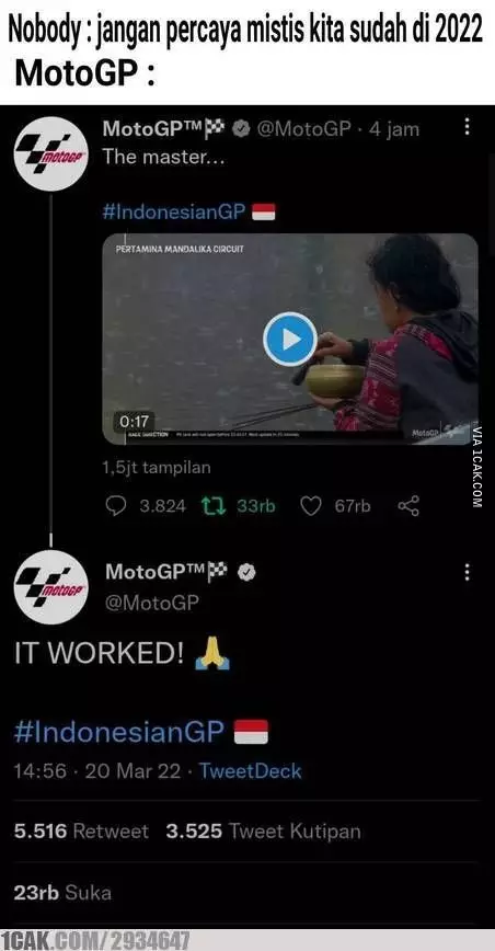 Meme pawang hujan MotoGP Mandalika © berbagai sumber