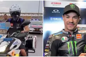 Aksi Franco Morbidelli 'bajak' motor polisi usai MotoGP Mandalika