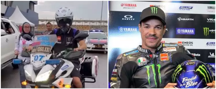 Aksi Franco Morbidelli 'bajak' motor polisi usai MotoGP Mandalika