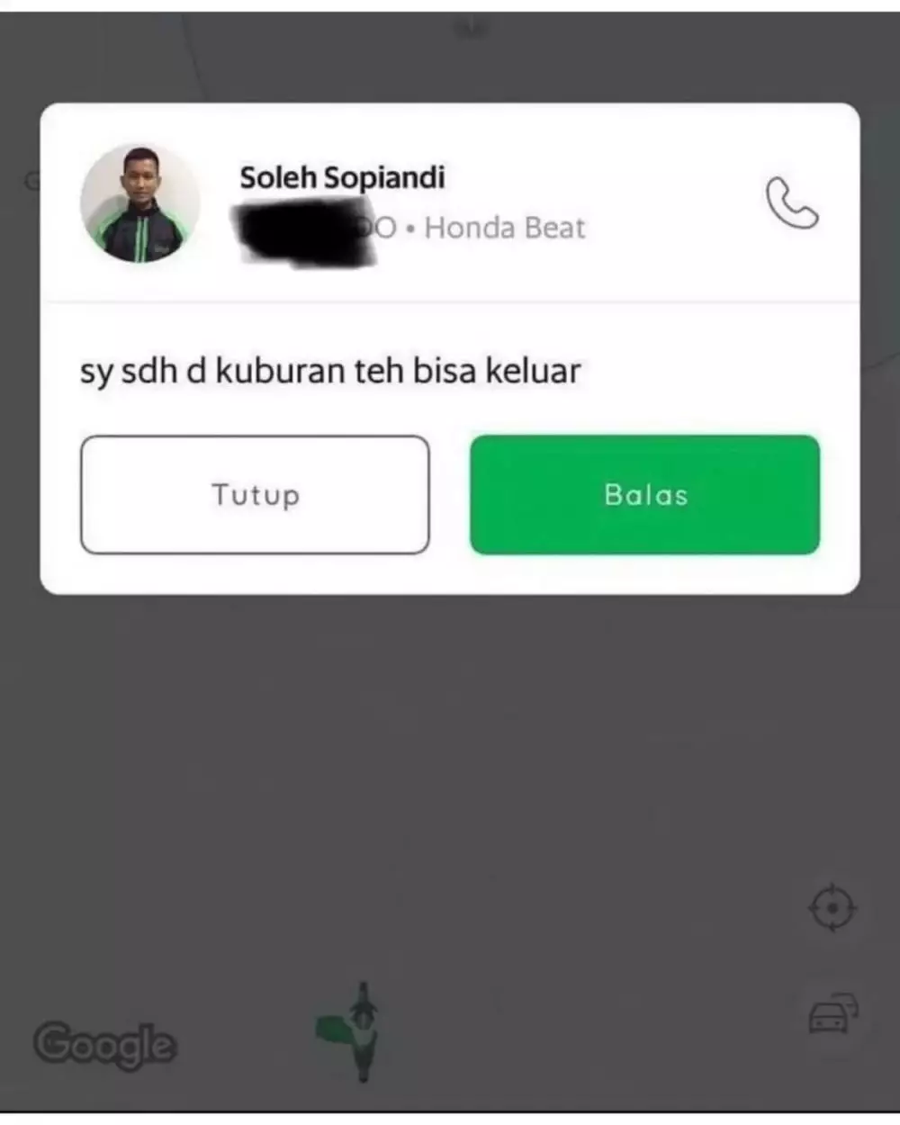 chat ojol takut hantu © berbagai sumber