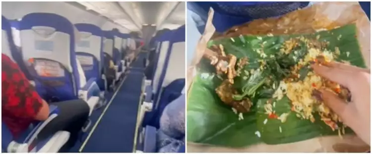 Aksi nekat penumpang pesawat, makan nasi padang selama penerbangan