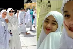 9 Potret kebersamaan Fuji dan baby sitter Gala, umrah bareng