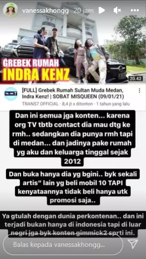 Vanessa Khong angkat bicara soal rumah Indra Kenz © 2022 brilio.net Vanessa Khong angkat bicara soal rumah Indra Kenz © 2022 brilio.net