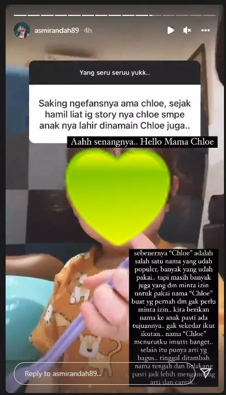 Nama anaknya ditiru begini tanggapan Asmirandah Instagram