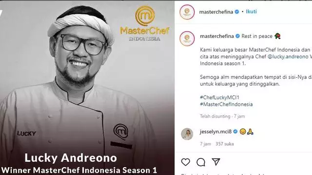Juara Masterchef 1 Lucky Andreono meninggal dunia © berbagai sumber Juara Masterchef 1 Lucky Andreono meninggal dunia © berbagai sumber